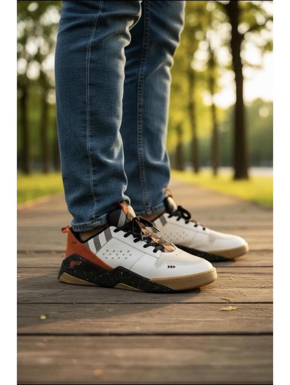 MSCHF 003 FORWARD Shoe Men's Low Top Lace-Up Sneaker White/Orange Size 8 NEW